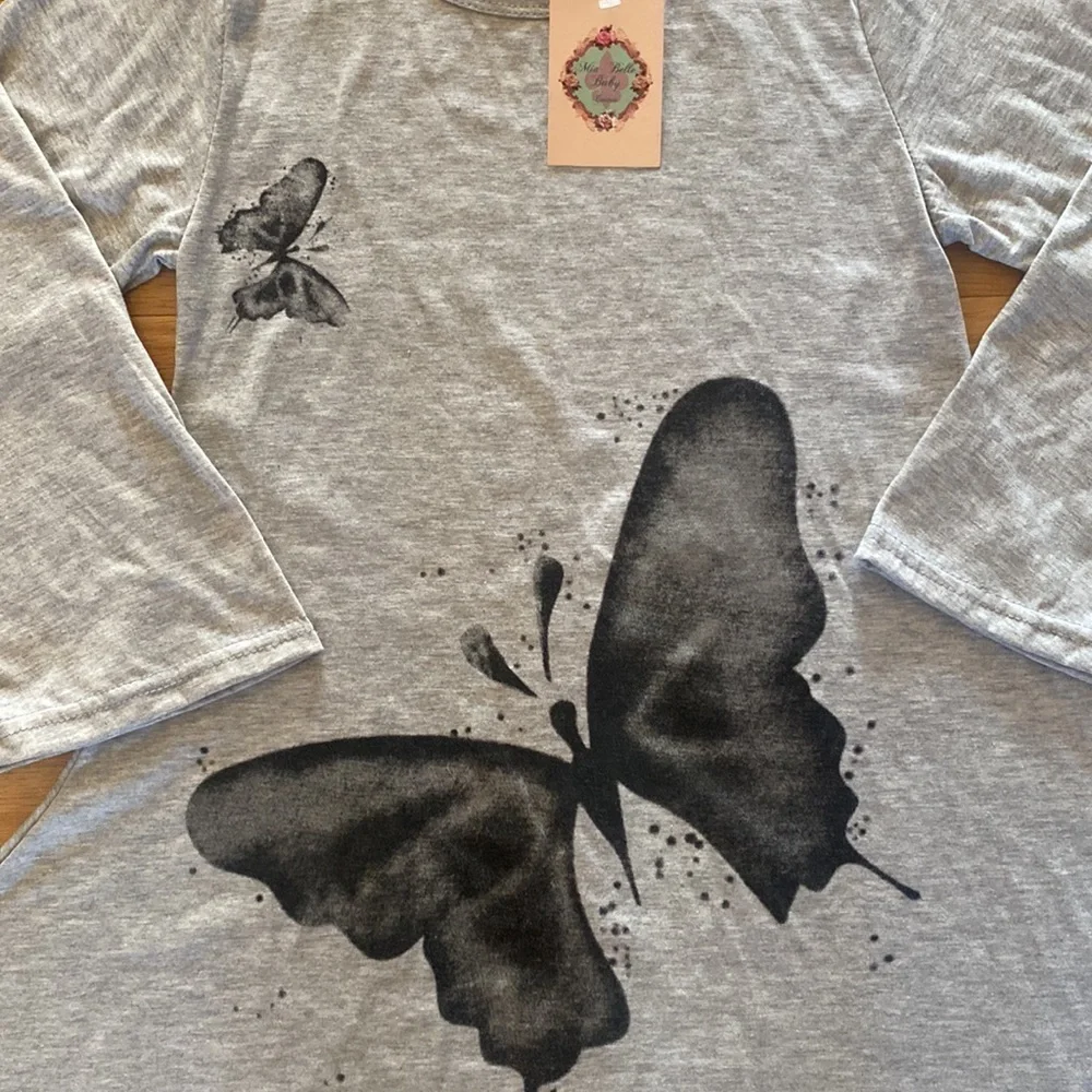 DMB Girls NWT Gray Butterfly Dress 7